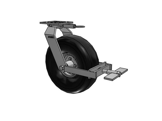 16 Series Pneumatic Casters Top Plate Swivel Caster with 10.9 x 4.1 Black Pneumatic Wheel and Face Brake