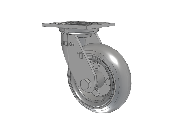 16 Series Top Plate Swivel Caster with 6 x 2 Grey Tread on Zinc-plated Hub SV - Semi-Pneumatic Monoprene (Grey) Wheel