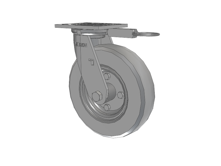 16 Series Top Plate Swivel Caster with 8 x 2 Grey Tread on Zinc-plated Hub SV - Semi-Pneumatic Monoprene (Grey) Wheel