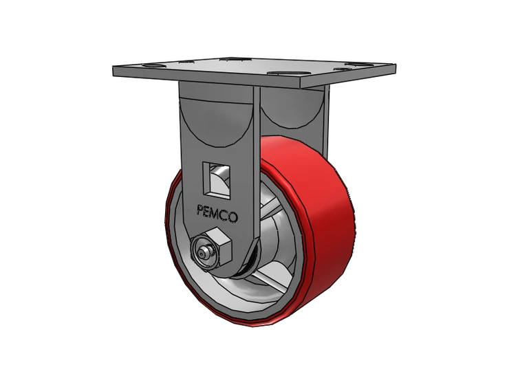 E-line Rigid Caster with 4 x 2 Mold-on Poly Wheel