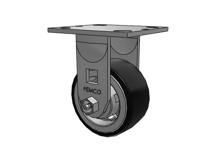 E-line Rigid Caster with 4 x 2 PolyKat Thermo-Urethane Wheel