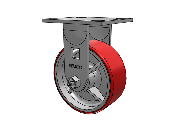 E-line Rigid Caster with 5 x 2 Mold-on Poly Wheel