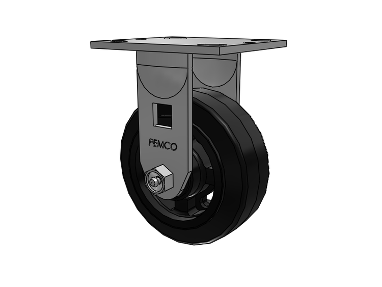 E-line Rigid Caster with 5 x 2 Moldon Rubber Wheel