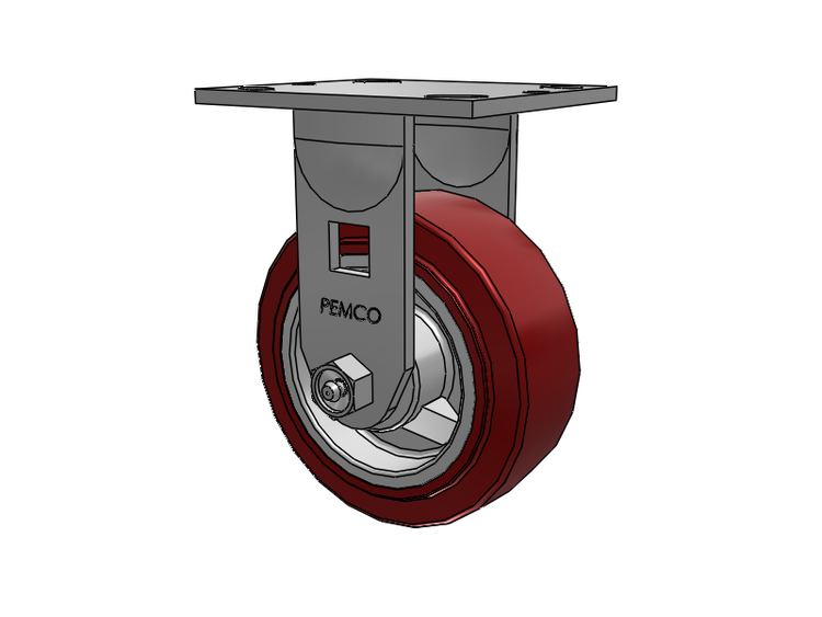 E-line Rigid Caster with 5 x 2 Thermo-Urethane (Maroon/Grey) Wheel