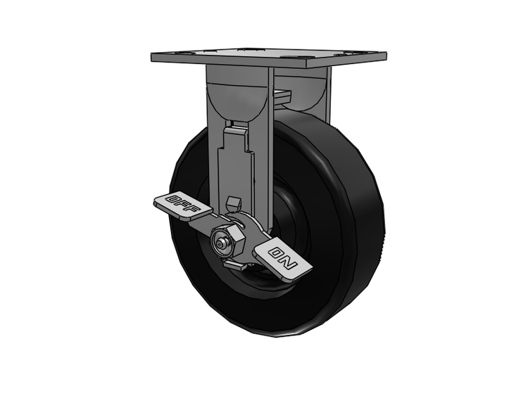 E-line Rigid Caster with 6 x 2 Phenolic Wheel and Tread Lock Brake