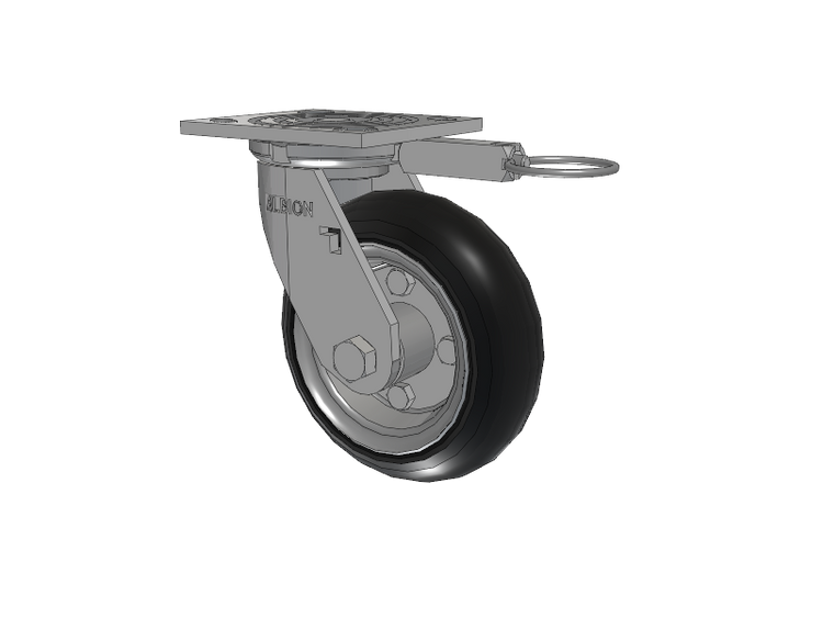 16 Series Top Plate Swivel Caster with 6 x 2 Black Tread on Zinc-plated Hub SZ - Semi-Pneumatic Monoprene (Black) Wheel