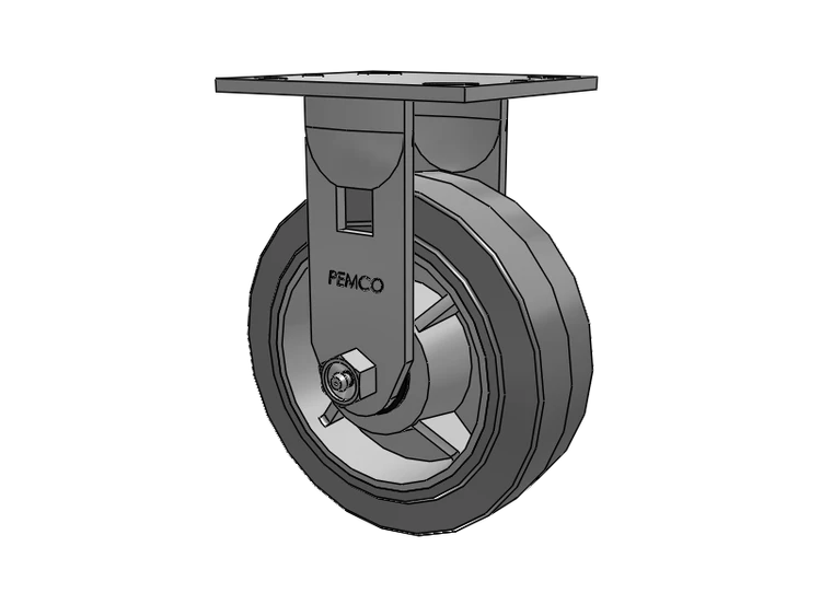 E-line Rigid Caster with 6 x 2 Thermo-Rubber (Flat) Wheel