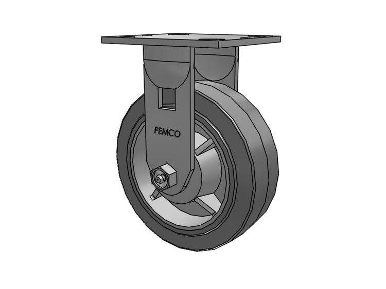 E-line Rigid Caster with 6 x 2 Thermo-Rubber (Flat) Wheel
