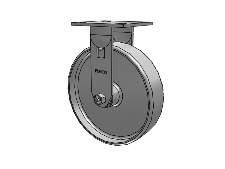 E-line Rigid Caster with 8 x 2 Cast Iron Wheel
