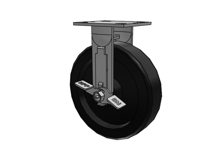 E-line Rigid Caster with 8 x 2 Phenolic Wheel and Tread Lock Brake