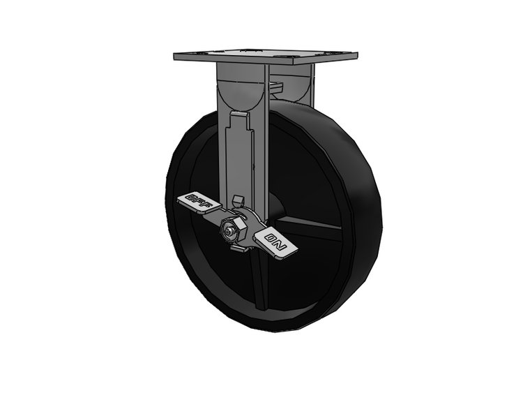 E-line Rigid Caster with 8 x 2 Polypropylene HD Wheel and Tread Lock Brake