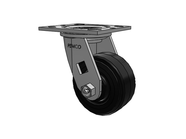 E-line Swivel Caster with 4 x 2 Moldon Rubber Wheel
