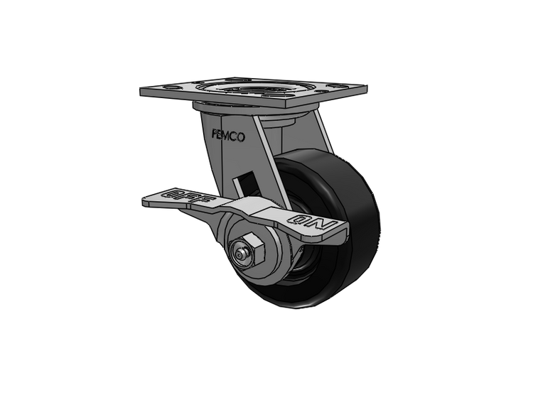 E-line Swivel Caster with 4 x 2 Phenolic Wheel and 5-Inch Cam Brake