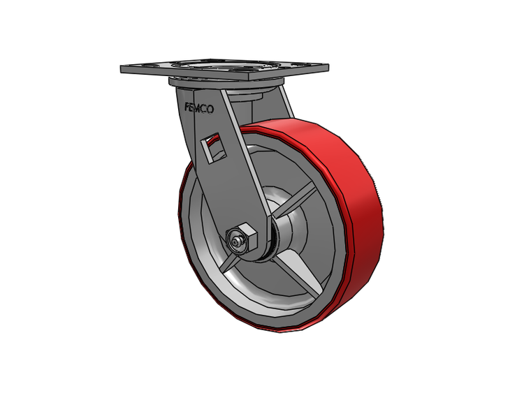 E-line Swivel Caster with 6 x 2 Mold-on Poly Wheel