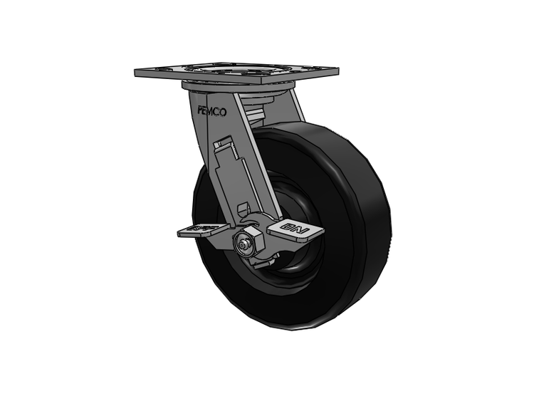 E-line Swivel Caster with 6 x 2 Phenolic Wheel and Tread Lock Brake