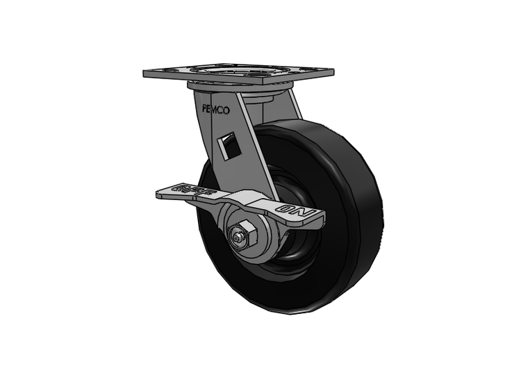 E-line Swivel Caster with 6 x 2 Phenolic Wheel and 5-Inch Cam Brake