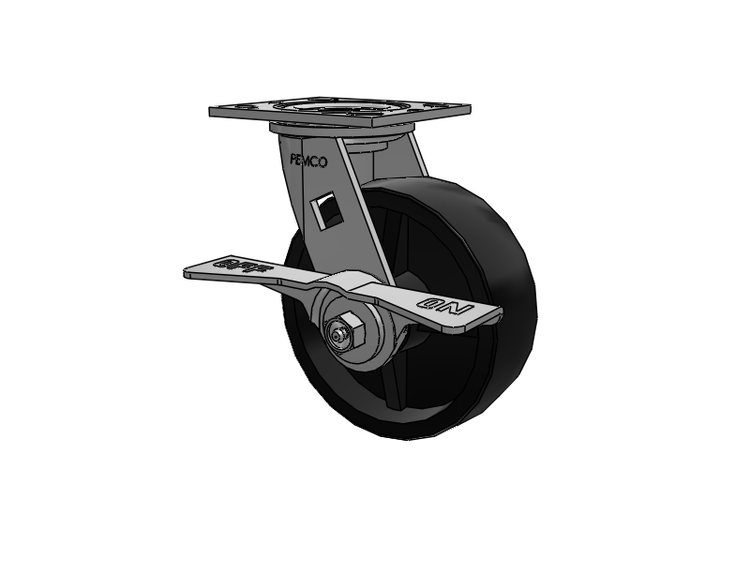 E-line Swivel Caster with 6 x 2 Polypropylene HD Wheel and 7 in Cam Brake