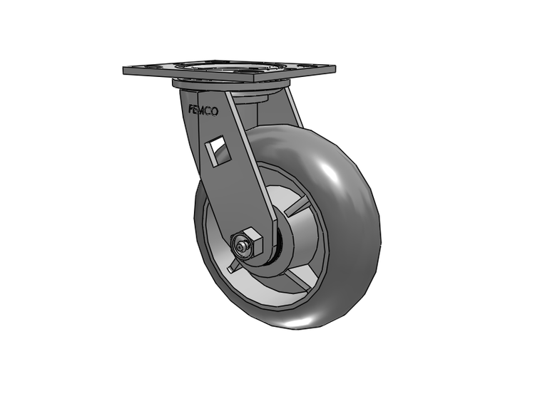 E-line Swivel Caster with 6 x 2 Thermo-Rubber (Donut) Wheel