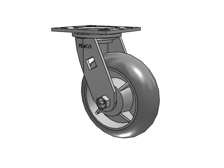 E-line Swivel Caster with 6 x 2 Thermo-Rubber (Donut) Wheel