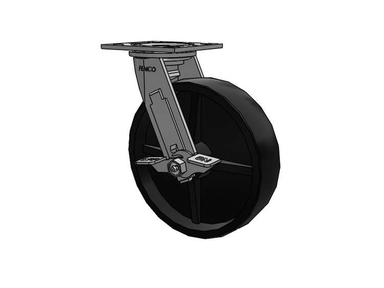 E-line Swivel Caster with 8 x 2 Polypropylene HD Wheel and Tread Lock Brake