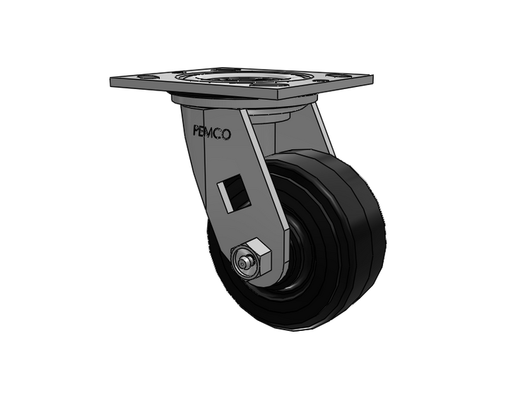 E-line Sealed Swivel Caster with 4 x 2 Moldon Rubber Wheel