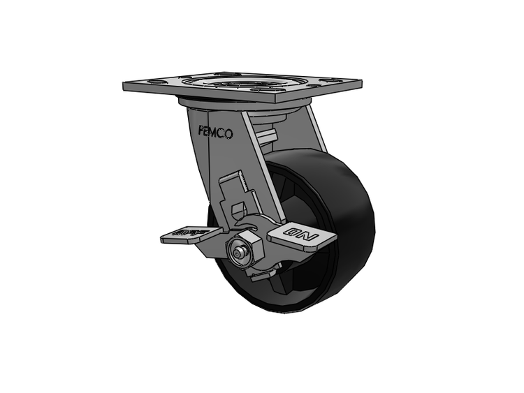 E-line Sealed Swivel Caster with 4 x 2 Polypropylene HD Wheel and Tread Lock Brake