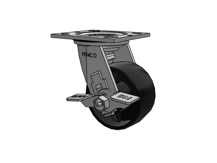 E-line Sealed Swivel Caster with 4 x 2 Polypropylene HD Wheel and Tread Lock Brake