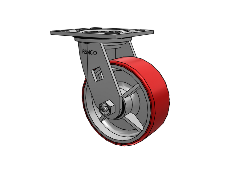 E-line Sealed Swivel Caster with 5 x 2 Mold-on Poly Wheel