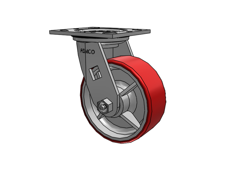 E-line Sealed Swivel Caster with 5 x 2 Mold-on Poly Wheel