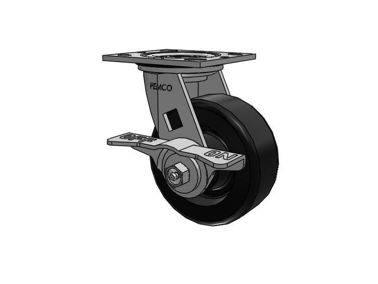 E-line Sealed Swivel Caster with 5 x 2 Phenolic Wheel and 5-Inch Cam Brake