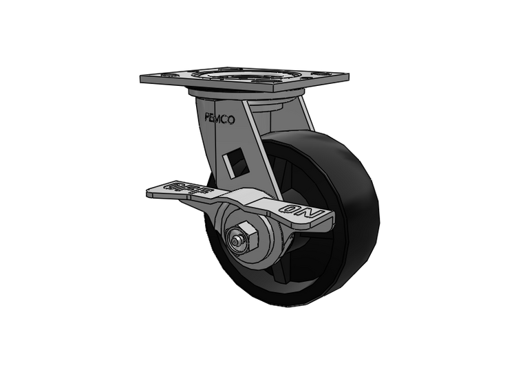 E-line Sealed Swivel Caster with 5 x 2 Polypropylene HD Wheel and 5-Inch Cam Brake