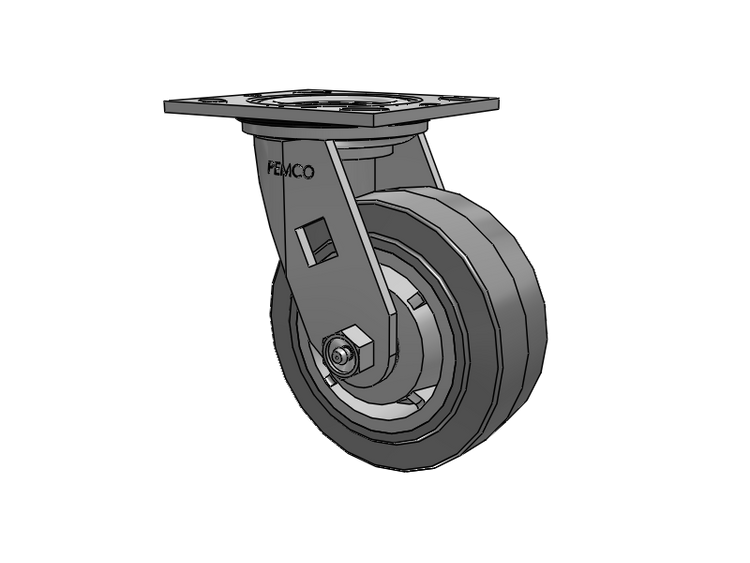 E-line Sealed Swivel Caster with 5 x 2 Thermo-Rubber (Flat) Wheel