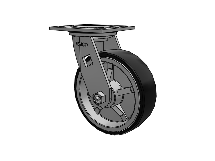 E-line Sealed Swivel Caster with 6 x 2 PolyKat Thermo-Urethane Wheel