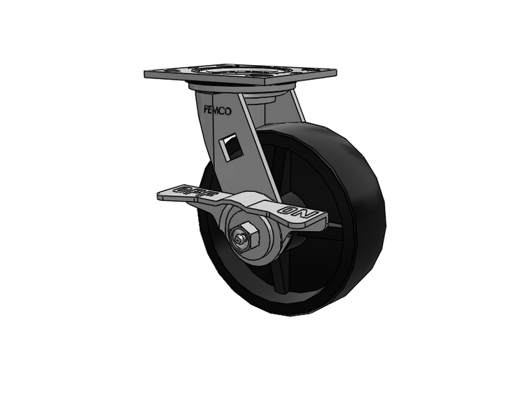 E-line Sealed Swivel Caster with 6 x 2 Polypropylene HD Wheel and 5-Inch Cam Brake