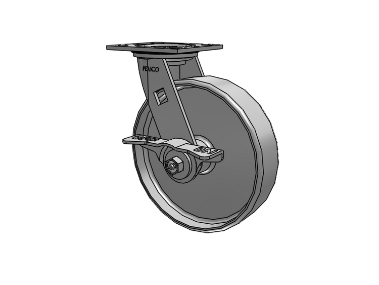 E-line Sealed Swivel Caster with 8 x 2 Cast Iron Wheel and 5-Inch Cam Brake
