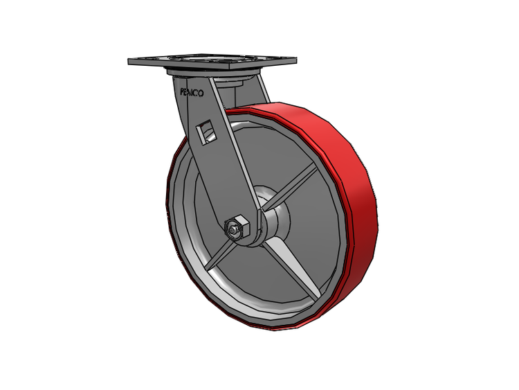 E-line Sealed Swivel Caster with 8 x 2 Mold-on Poly Wheel