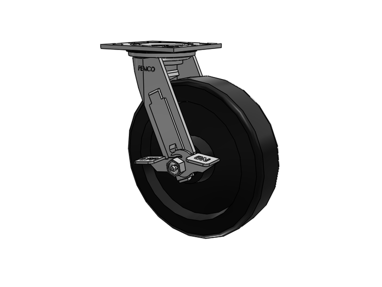 E-line Sealed Swivel Caster with 8 x 2 Phenolic Wheel and Tread Lock Brake