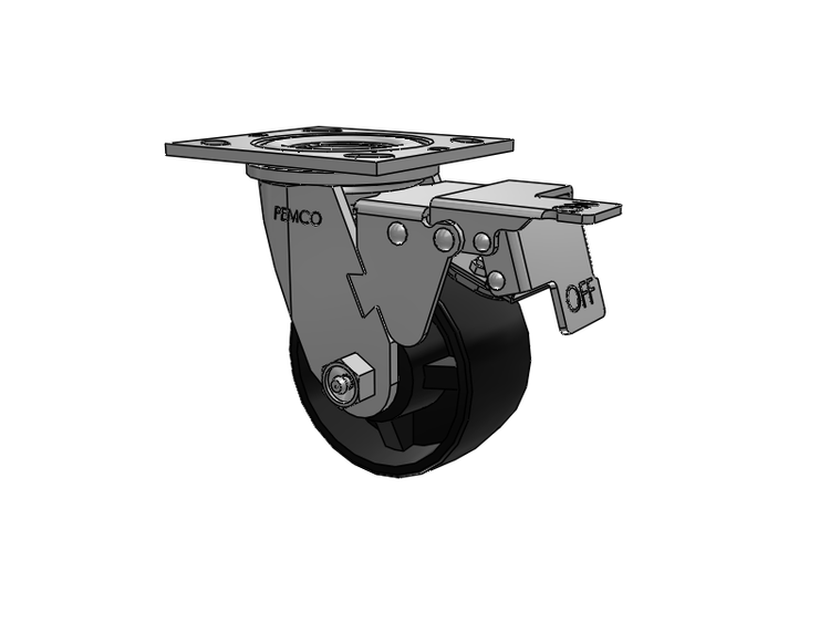 E-line Swivel Caster with 4 x 2 Polypropylene HD Wheel and Total Lock Brake