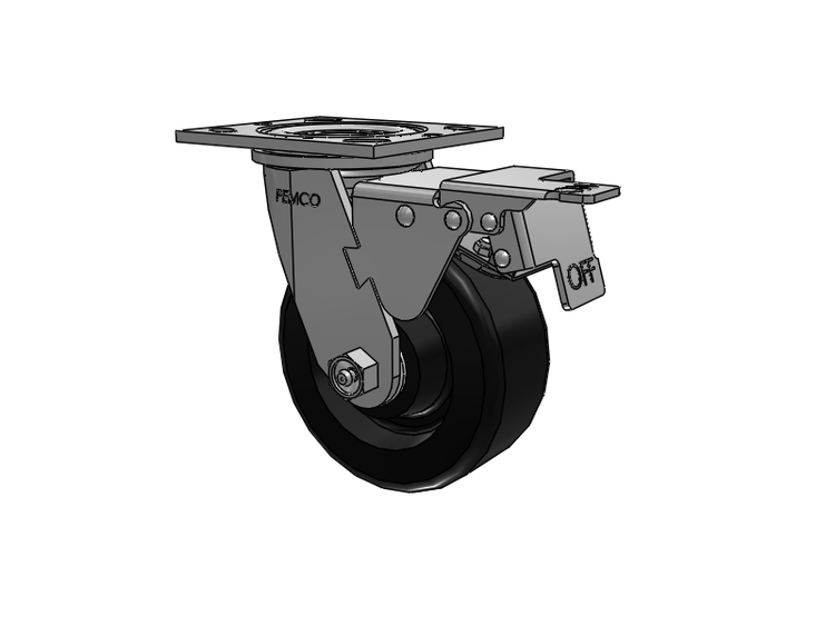 E-line Swivel Caster with 5 x 2 Phenolic Wheel and Total Lock Brake