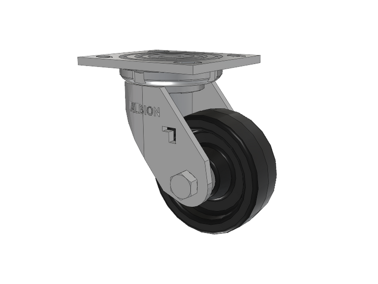 16 Series Top Plate Swivel Caster with 4 x 1.5 Black Phenolic Resin TM - Phenolic Wheel