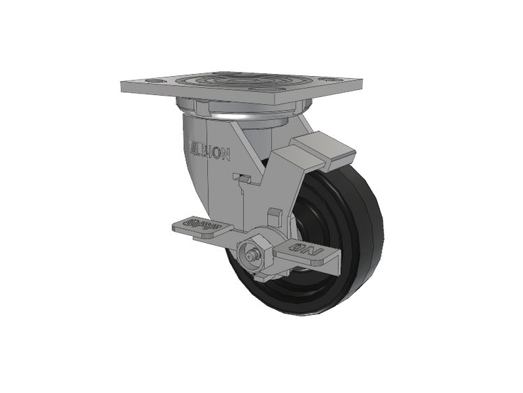 16 Series Top Plate Swivel Caster with 4 x 1.5 Black Phenolic Resin TM - Phenolic Wheel and Face Brake
