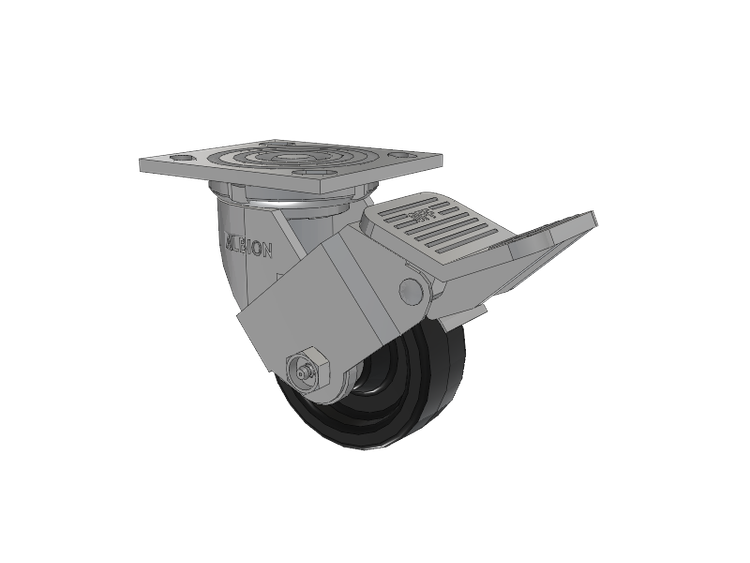 16 Series Top Plate Swivel Caster with 4 x 1.5 Black Phenolic Resin TM - Phenolic Wheel and Face Brake