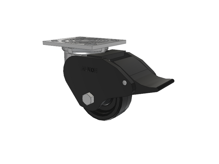 16 Series Top Plate Swivel Caster with 4 x 1.5 Black Phenolic Resin TM - Phenolic Wheel and Total Lock Brake