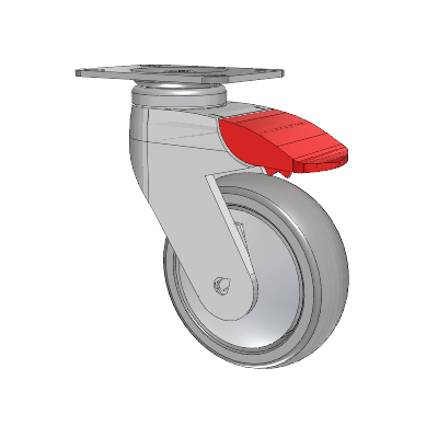 Tango Top Plate Swivel Caster with 100 x 32 TPR (80a) Wheel and Total Lock Brake
