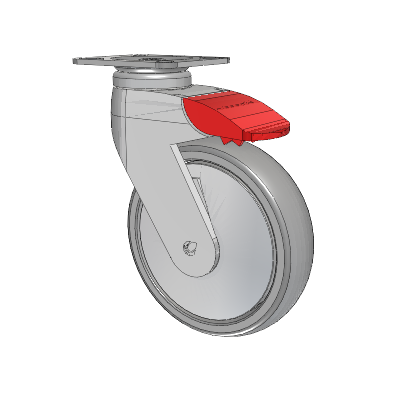 Tango Top Plate Swivel Caster with 125 x 32 TPU (80a) Wheel and Total Lock Brake
