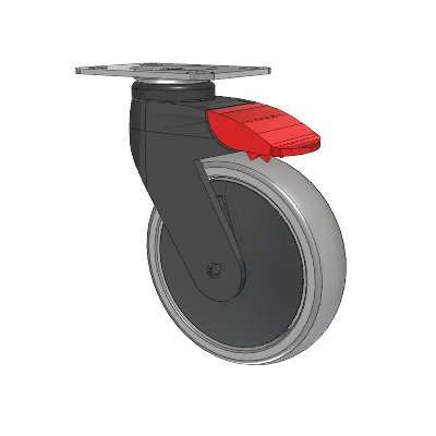 Tango Top Plate Swivel Caster with 125 x 32 TPR (80a) Wheel and Total Lock Brake