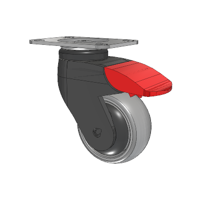 Tango Top Plate Swivel Caster with 75 x 32 TPU (80a) Wheel and Total Lock Brake