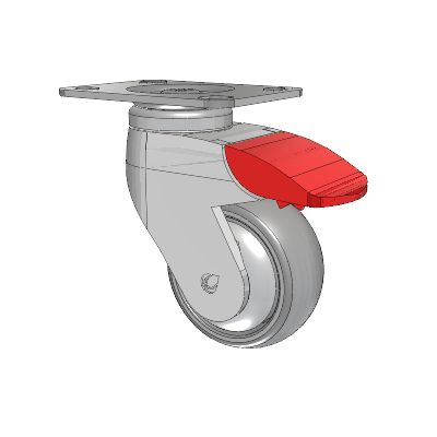 Tango Top Plate Swivel Caster with 75 x 32 TPR (80a) Wheel and Total Lock Brake