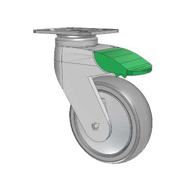 Tango Top Plate Swivel Caster with 100 x 32 TPU (80a) Wheel and Directional Lock Brake