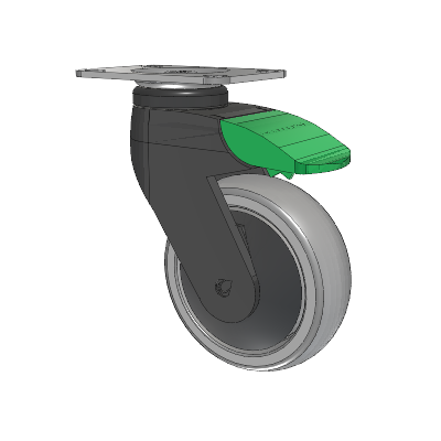 Tango Top Plate Swivel Caster with 100 x 32 TPR (80a) Wheel and Directional Lock Brake